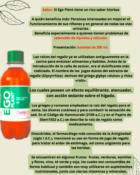 Imagen de EGO PLANT BOTELLA 200 ML RIÑONES